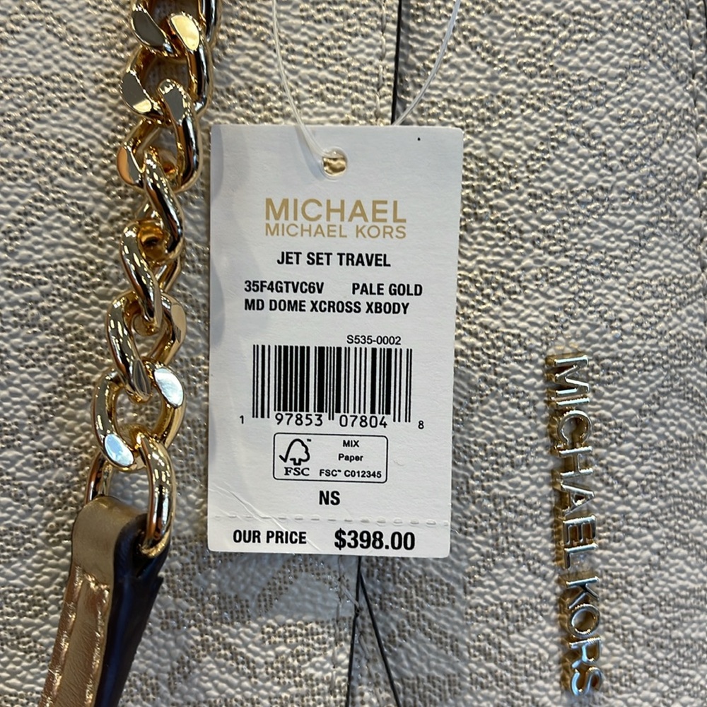 Michael Kors Jet Set Travel Medium Metallic Signature Logo Dome Crossbody Satchl - Picture 11 of 16